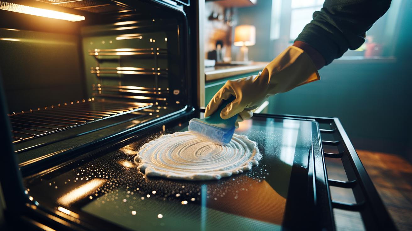 The baking-soda paste lifts oven grease: how alkalinity melts stubborn residue