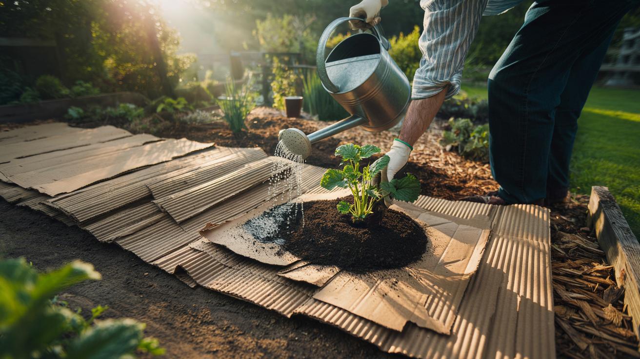 The cardboard barrier stops weeds instantly: how one sheet cuts garden work in half