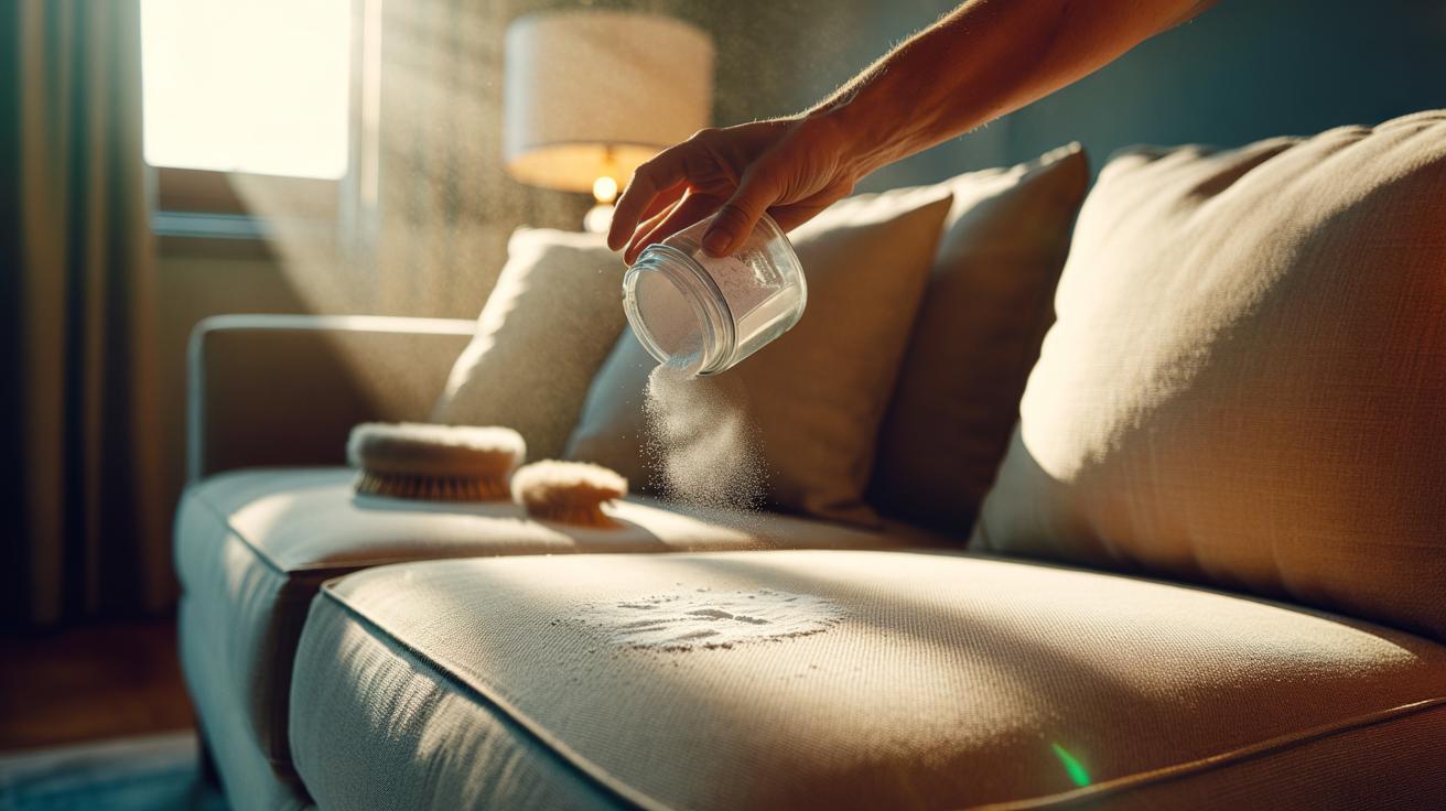 The cornstarch shake that cleans fabric sofas: how fine powder absorbs oils and freshens fibres