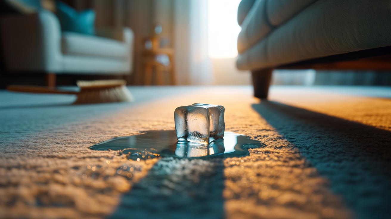 The ice-cube dent trick fluffs carpets: how slow melting lifts crushed fibres