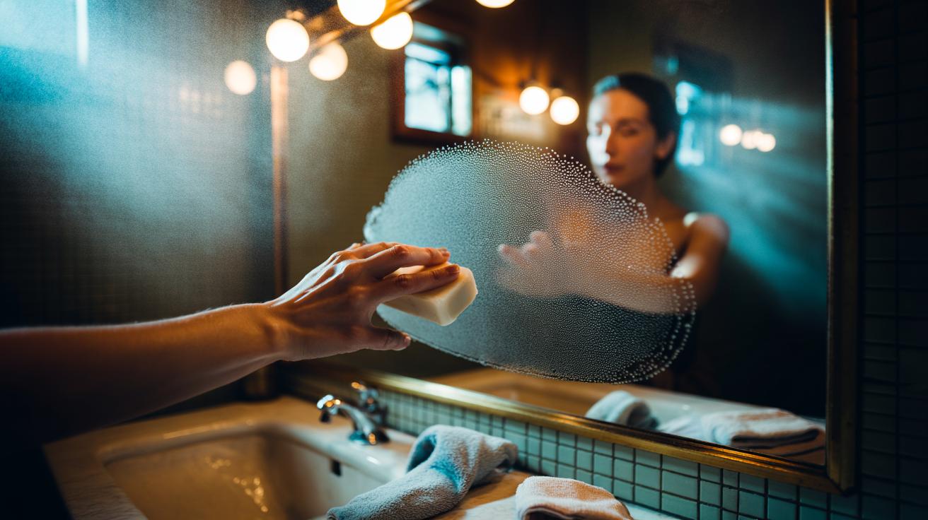 The soap-bar rub that prevents mirror fogging: how residue repels condensation after showers